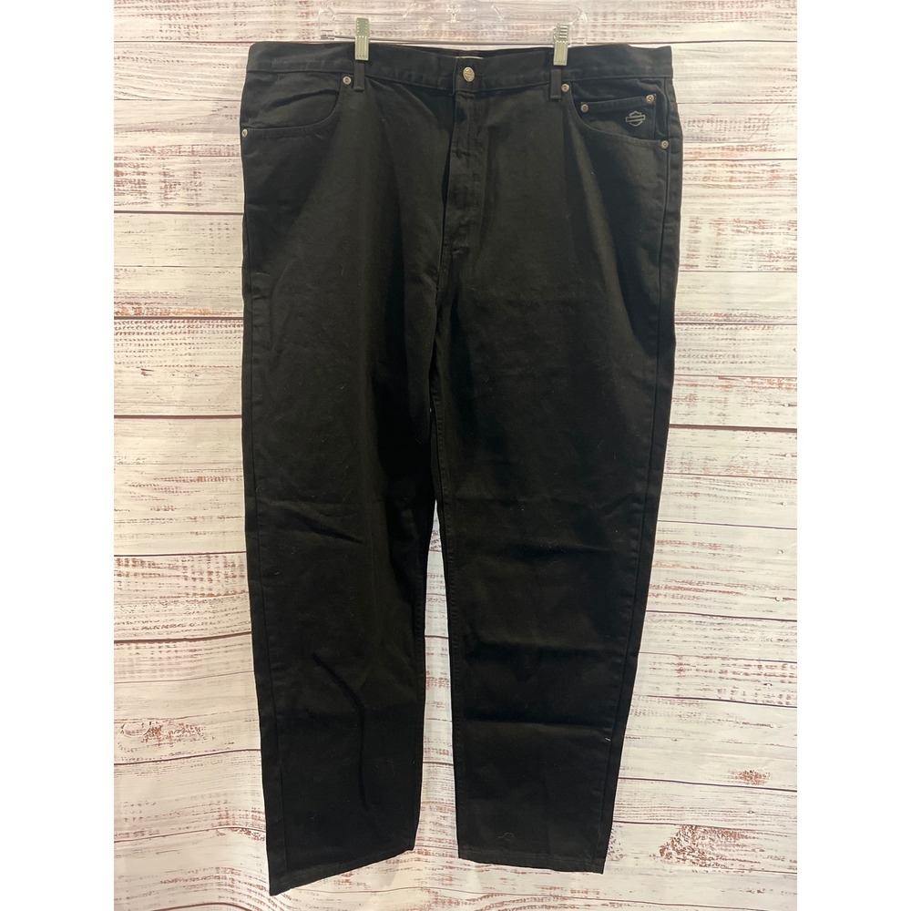 Harley-Davidson Mens Relaxed Leg Black Denim Jeans 44x32 99021N Biker Pants